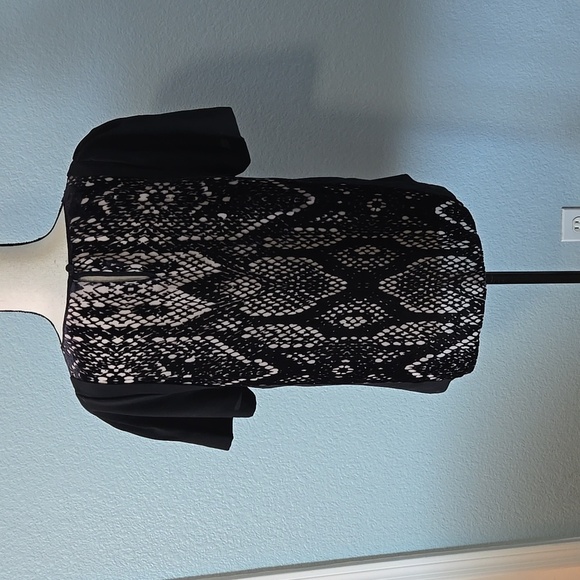 REBECCA TAYLOR Velvet Burnout Silk Snake Print Short Sleeve Top Blouse Sz 10 - Picture 10 of 16